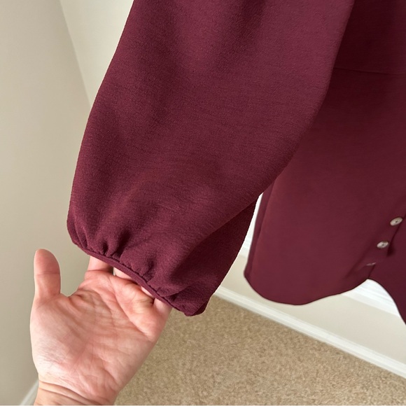 NWT Madewell Texture and Thread V-Neck Burgundy Long Sleeve Dress Small S - Picture 7 of 8